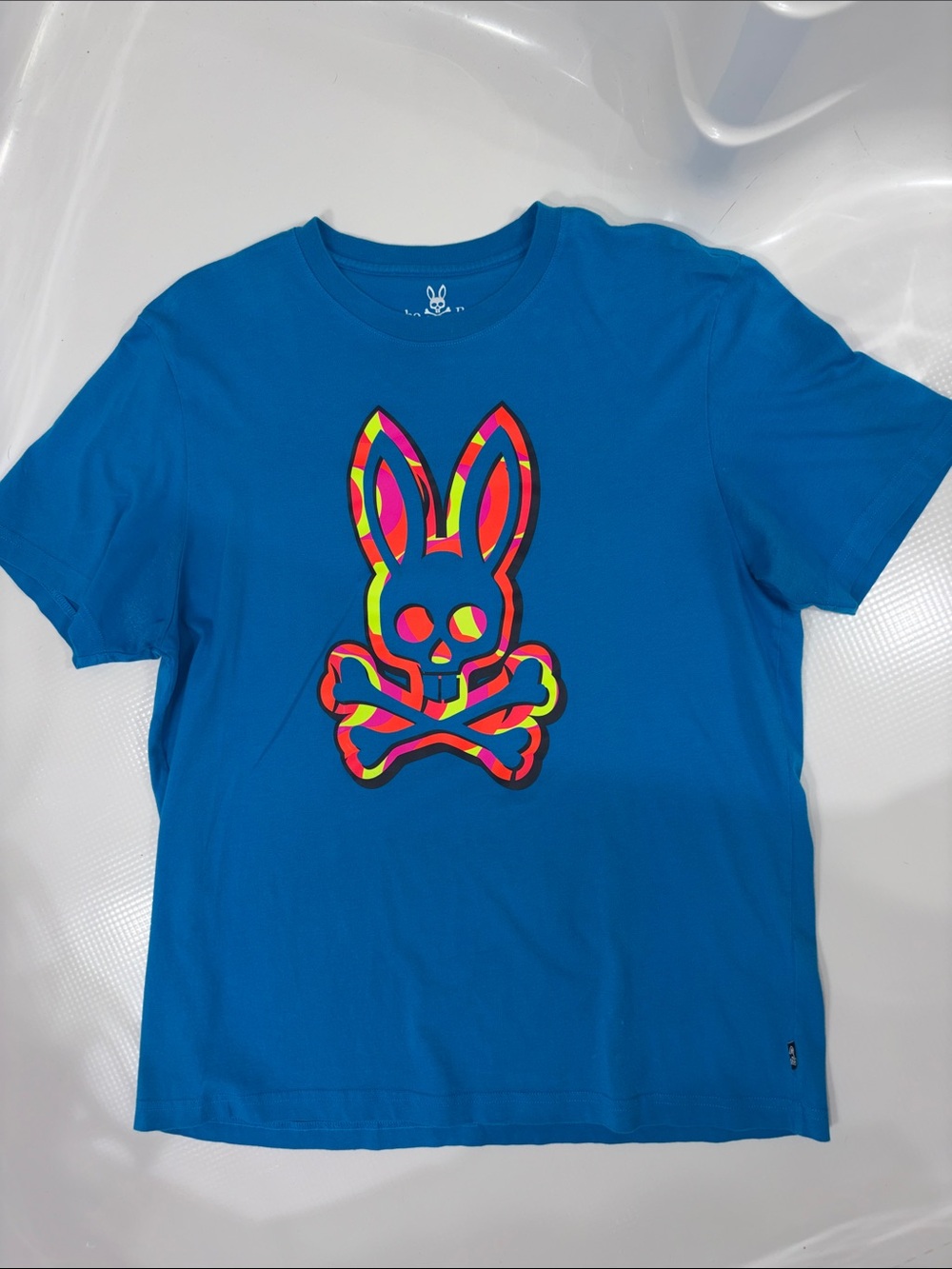 Psycho Bunny Neon Skull Bunny Tee in Bright Blue